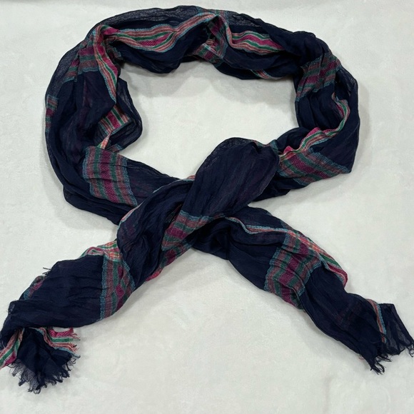 FOREVER 21 Women’s Lightweight Plaid Chiffon Scarf / Wrap - navy, one-size - Picture 2 of 4